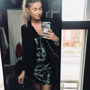 Green Sequin Mini Dress